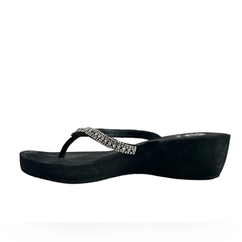 Yellow Box Black Sandals with Rhinestone Embellishments - Picture 11 of 12